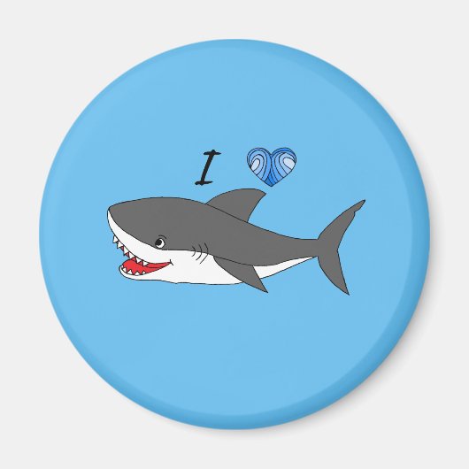 Magneet met schattig Ik hou van haaien design (Voorkant)