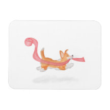 Magneet met schattige corgi-pup die toiletpapier s