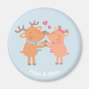 Magneet met schattige rendieren die verliefd hun n