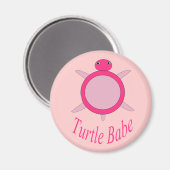 Magneet met Schattige Roze Schildpad Babe (Voorkant / Achterkant)