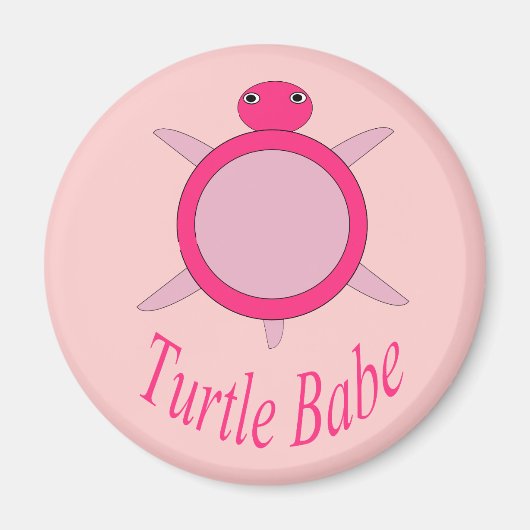 Magneet met Schattige Roze Schildpad Babe (Voorkant)