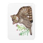 Magneet met Schotse wilde kat en jong (Verticaal)