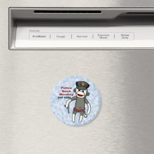 Magneet met Sock Monkey Politie (Insitu (Vaatwasser))
