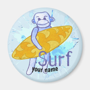 Magneet met sokken aap surfer