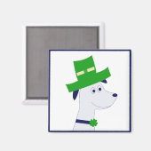 Magneet met St. Patrick's Day-hond en klaver (Voorkant / Achterkant)