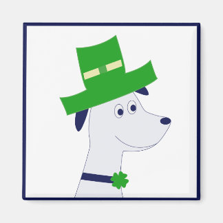 Magneet met St. Patrick's Day-hond en klaver