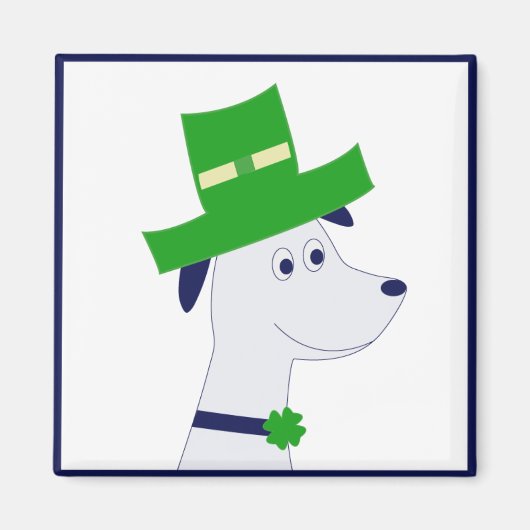 Magneet met St. Patrick's Day-hond en klaver (Voorkant)