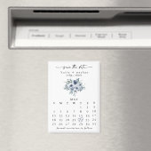 Magneet met stoffig blauwe bloemensave-the-date (Insitu (Vaatwasser))