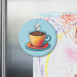 Magneet met stoom afgevende koffiekop