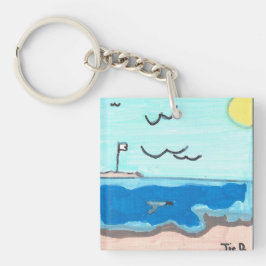 Magneet met strandtafereel sleutelhanger