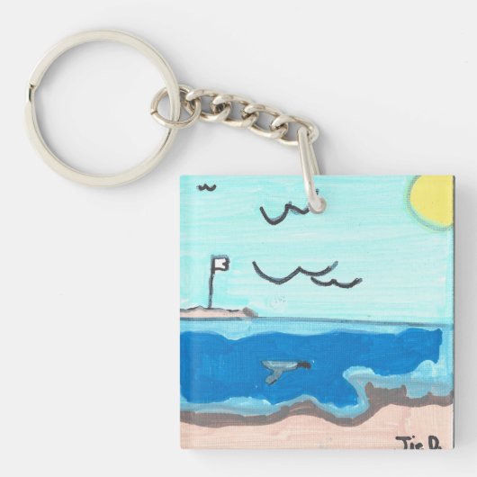 Magneet met strandtafereel sleutelhanger (Voorkant)