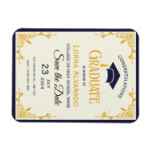 Magneet met vintage gouden afstudeerfoto (Horizontaal)