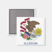 Magneet met vlag van Illinois State - Verenigde St (Voorkant / Achterkant)