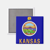 Magneet met Vlag van Kansas State - Verenigde Stat (Voorkant / Achterkant)