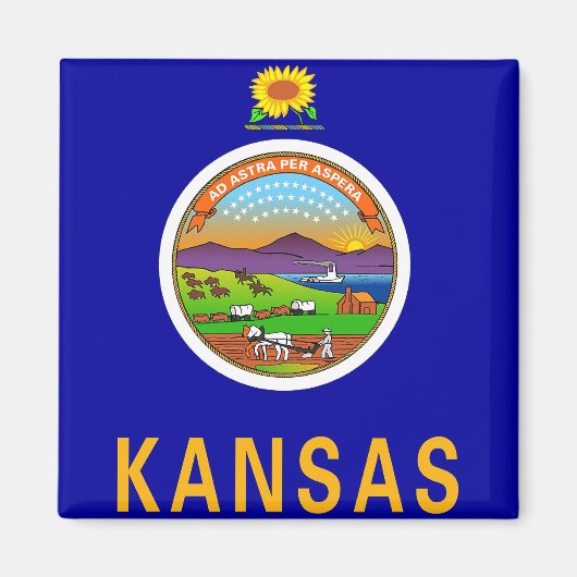 Magneet met Vlag van Kansas State - Verenigde Stat (Voorkant)