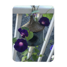 Magneet met vogelhuis en ochtendglorie
