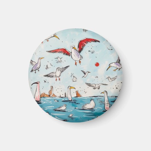 Magneet met vogelthema meeuw magneet (Voorkant)