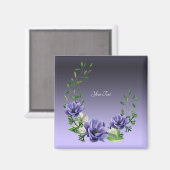 Magneet met watercolor paarse bloemen (Voorkant / Achterkant)
