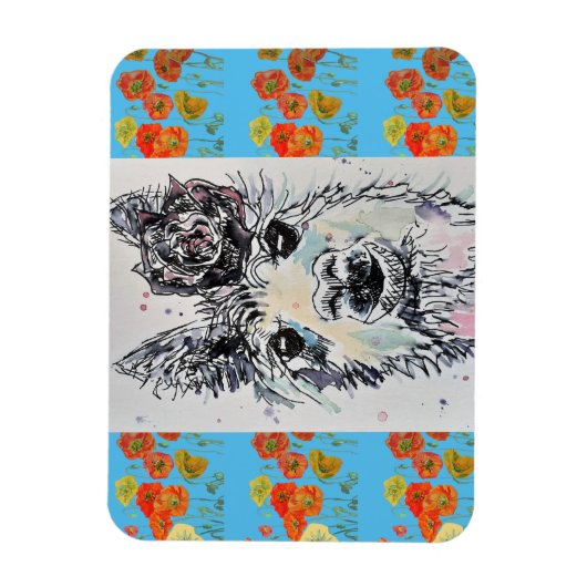 Magneet met waterverf kunst van een schattige Alpa (Verticaal)