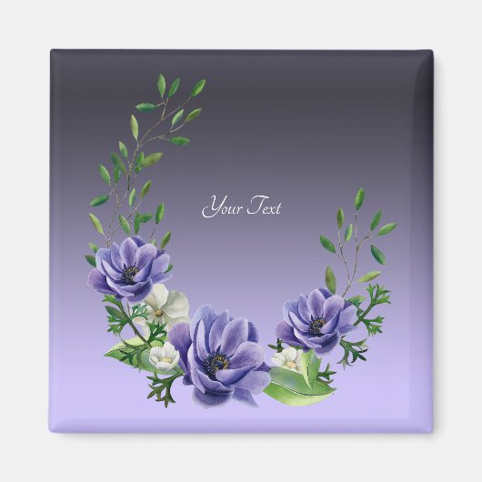 Magneet met waterverf paarse bloemen (Voorkant)
