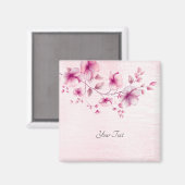 Magneet met waterverf roze bloemen (Voorkant / Achterkant)