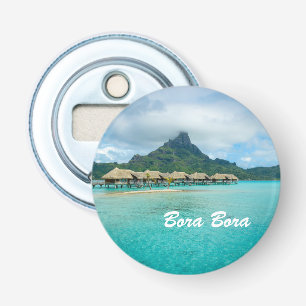 Magneet met zicht op Bora Bora eiland en tekst Button Flesopener