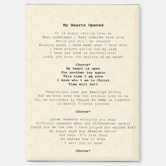 Magneet; Mijn Hart is geopend Magneet (Voorkant)