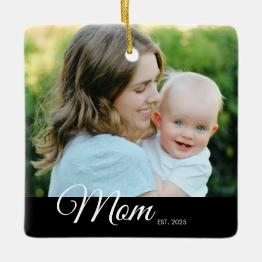 Magneet Moeder Opgericht Foto Moederdag Cadeau Keramisch Ornament (Voorkant)
