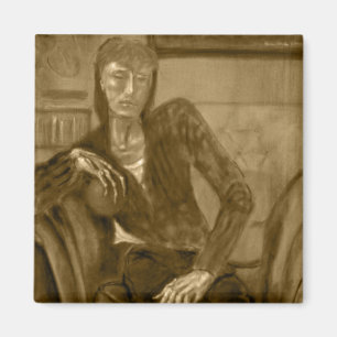 Magneet - Olie Schilderij "Oranje" in Sepia Toon