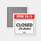 Magneet: Open 24/6 Gesloten voor Shabbat Magneet (Voorkant / Achterkant)