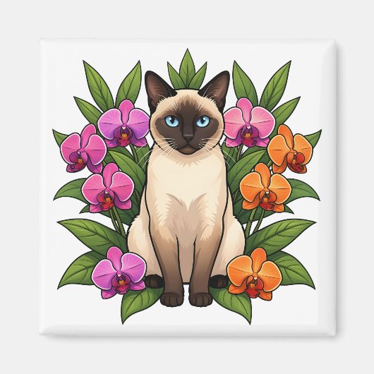magneet orchidee siamees kat (Voorkant)
