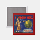 MAGNEET ~ OREGON MEISJE  APPELKRAT LABEL AD! (Voorkant / Achterkant)