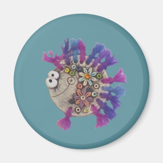 Magneet - Paarse garenvis - Baby (Voorkant)