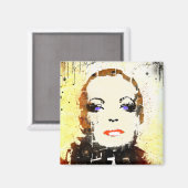 Magneet "pop Art" Vrouwenportret (Voorkant / Achterkant)