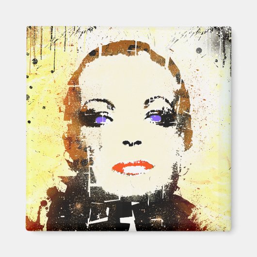 Magneet "pop Art" Vrouwenportret (Voorkant)