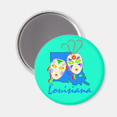 Magneet ~ Promote Louisiana State Map & Mardi Gras (Voorkant / Achterkant)