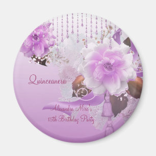 Magneet Quinceanera 15e Lila Roze Bloem Wit