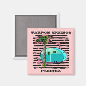 MAGNEET- RETRO CAMPING IN CANNED-HAM STIJL TRAILER MAGNEET (Voorkant / Achterkant)