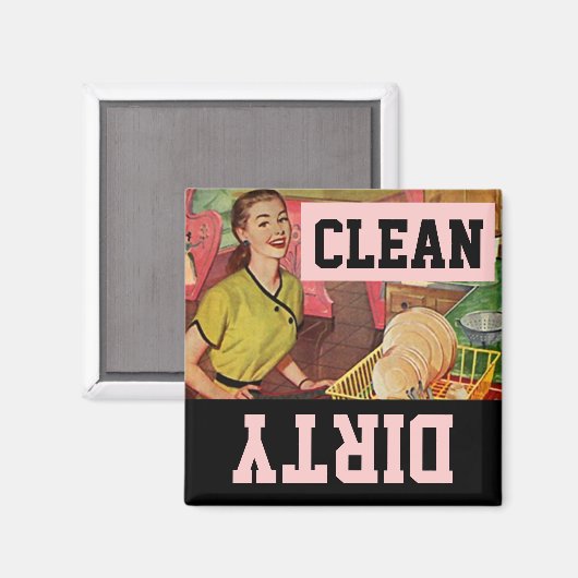 Magneet  Retro Happy Homemaker Vaatwasser (Voorkant / Achterkant)