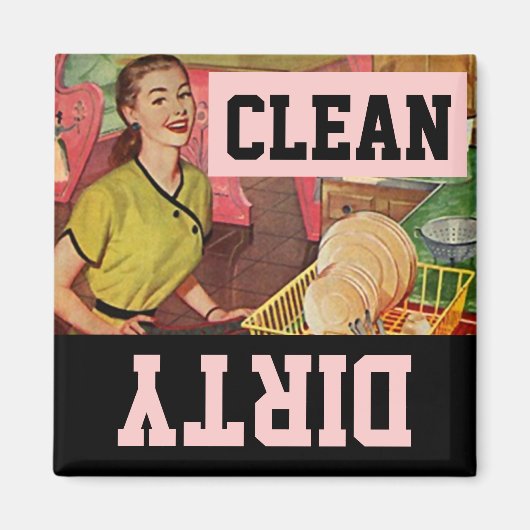 Magneet  Retro Happy Homemaker Vaatwasser (Voorkant)