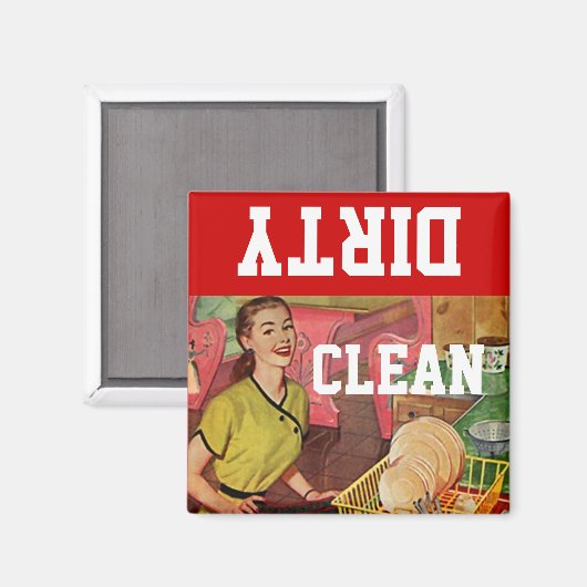Magneet  Retro Happy Homemaker Vaatwasser (Voorkant / Achterkant)