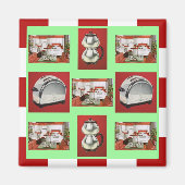 Magneet ~ RETRO KEUKEN Mid-Century Chrome Checkers (Voorkant)