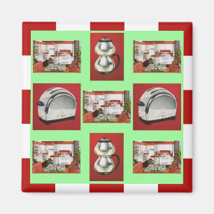 Magneet ~ RETRO KEUKEN Mid-Century Chrome Checkers