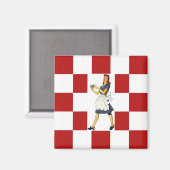 Magneet ~ RETRO KEUKEN Mid-Century Floor & Lady (Voorkant / Achterkant)