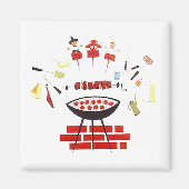 Magneet ~ RETRO Mid-Century Barbecue grill-out (Voorkant)