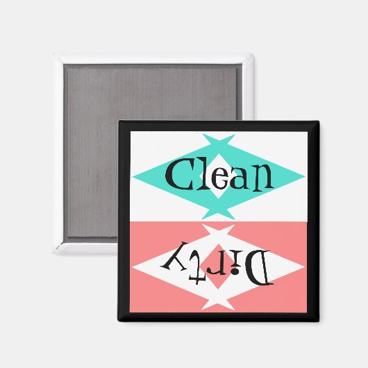 Magneet ~  Retro Turquoise Zwart Wit Roze (Voorkant / Achterkant)