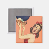 Magneet ~ RETRO Verraste Geschokte Party Meisje (Voorkant / Achterkant)