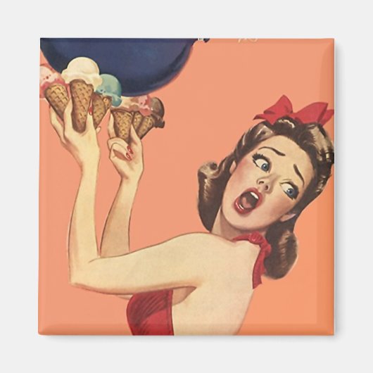 Magneet ~ RETRO Verraste Geschokte Party Meisje (Voorkant)