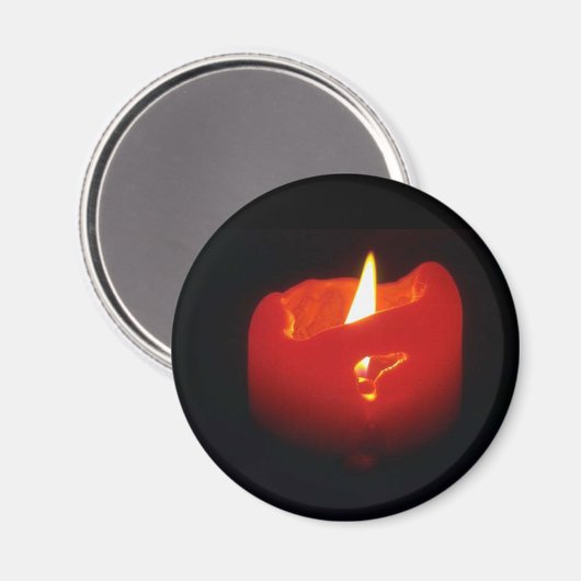 Magneet - Rode Kaars met Vlammen (Voorkant / Achterkant)