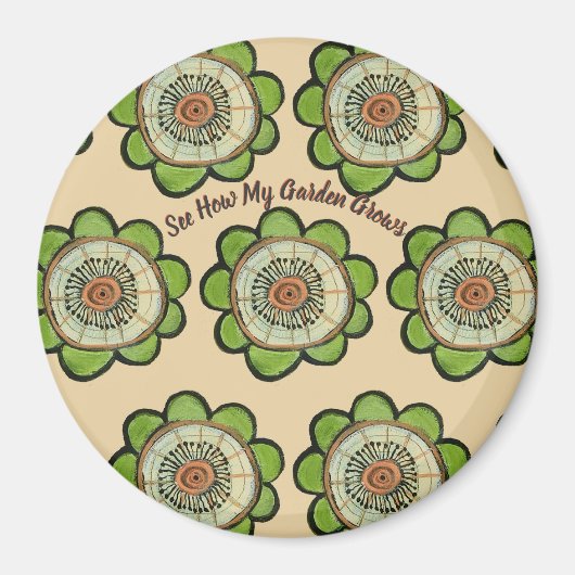 Magneet Rond - Bekijk hoe mijn tuin groeit (Voorkant)